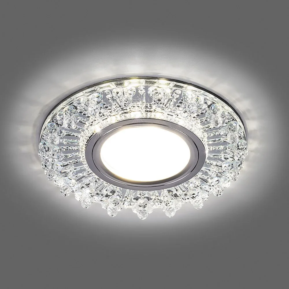 FERON Светильник встраиваемый с LED подсветкой CD944 потолочный MR16 G5.3 прозрачный, хром FERON Светильник встраиваемый с LED подсветкой CD944 потолочный MR16 G5.3 прозрачный, хром