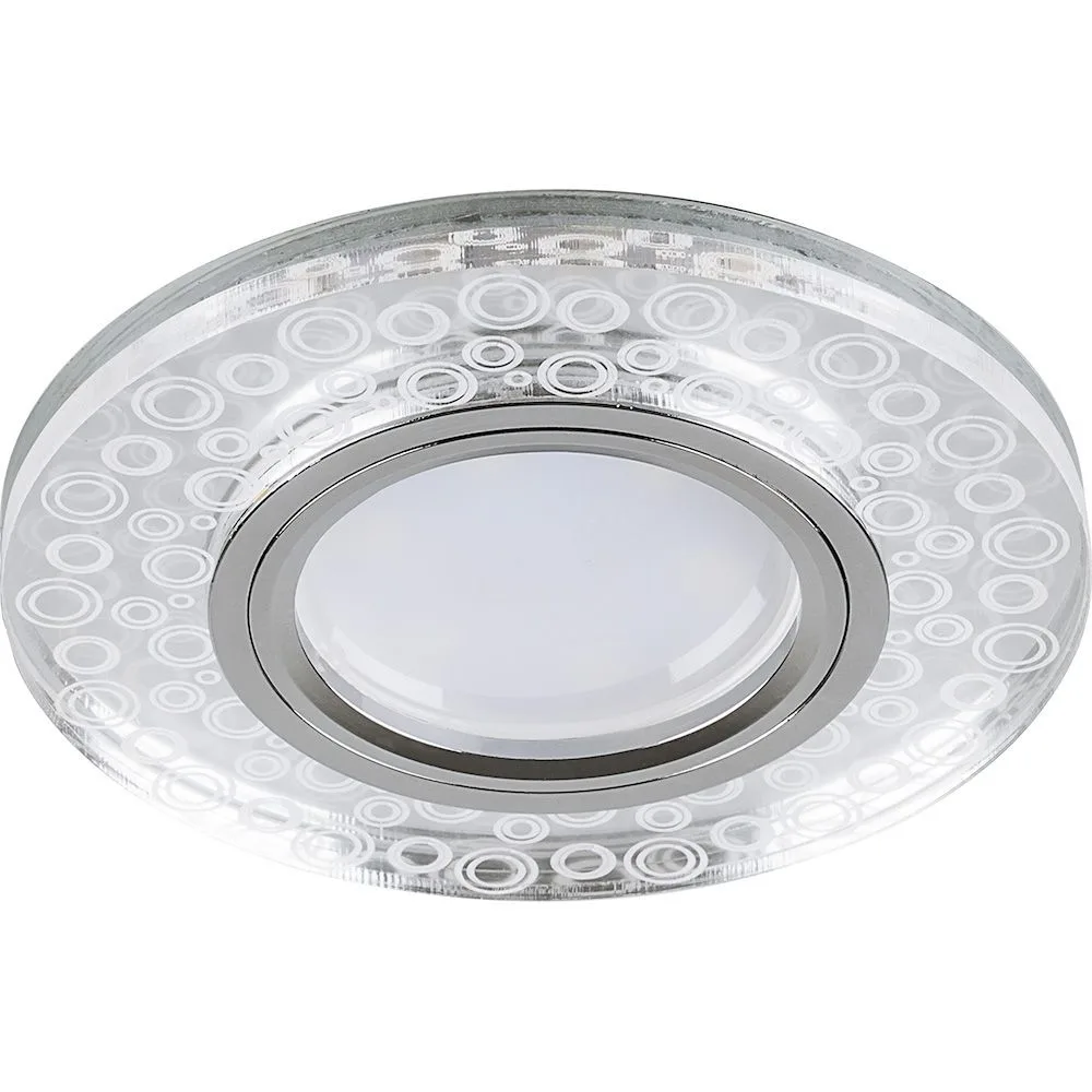 FERON Светильник встраиваемый с LED подсветкой CD961 потолочный MR16 G5.3 прозрачный, хром FERON Светильник встраиваемый с LED подсветкой CD961 потолочный MR16 G5.3 прозрачный, хром