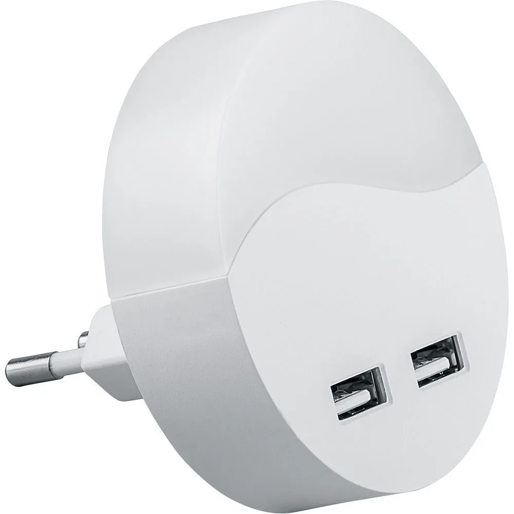 Светильник ночник FERON c 2мя USB выходами, FN1122 0,5W 230V, белый 41021