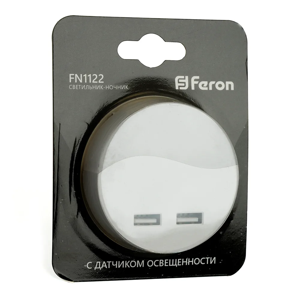 Светильник ночник FERON c 2мя USB выходами, FN1122 0,5W 230V, белый 41021