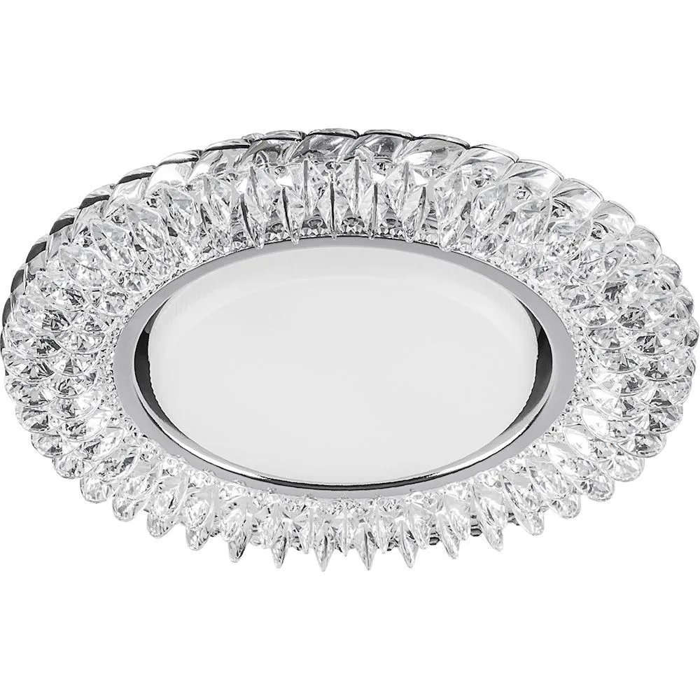 FERON Светильник встраиваемый с белой LED подсветкой CD4035 потолочный GX53 без лампы, прозрачный, хром 40502 FERON Светильник встраиваемый с белой LED подсветкой CD4035 потолочный GX53 без лампы, прозрачный, хром 40502