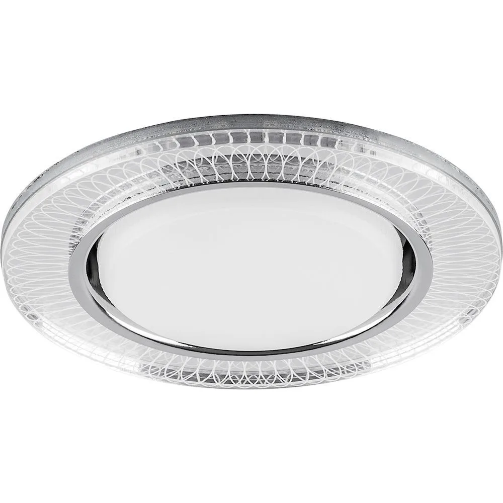 Светильник встраиваемый с белой LED подсветкой FERON CD4038 потолочный GX53 без лампы, прозрачный, хром 40505