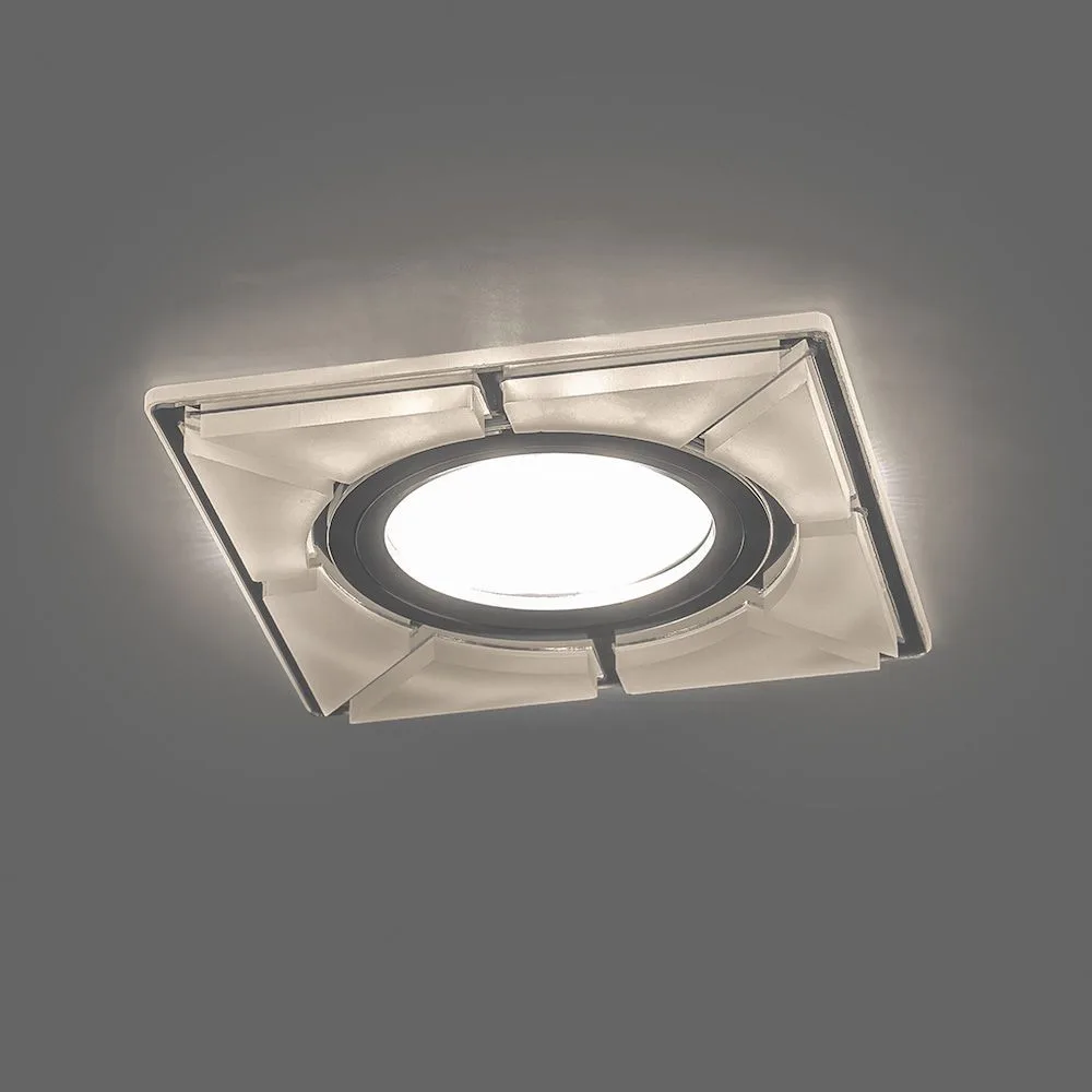 FERON Светильник встраиваемый с LED подсветкой CD994 потолочный MR16 G5.3 белый матовый, хром FERON Светильник встраиваемый с LED подсветкой CD994 потолочный MR16 G5.3 белый матовый, хром