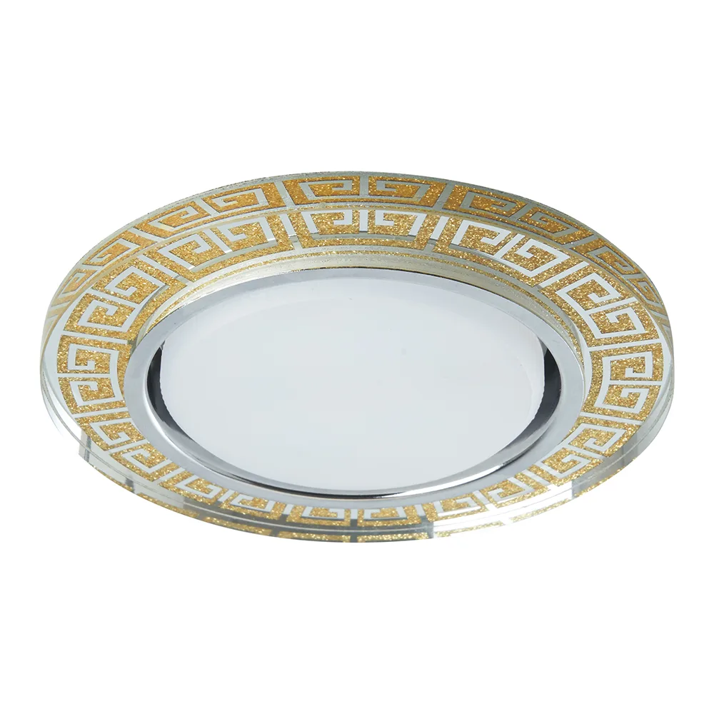 Светильник встраиваемый с белой LED подсветкой FERON CD4981 потолочный GX53 без лампы, прозрачный, золото 41907