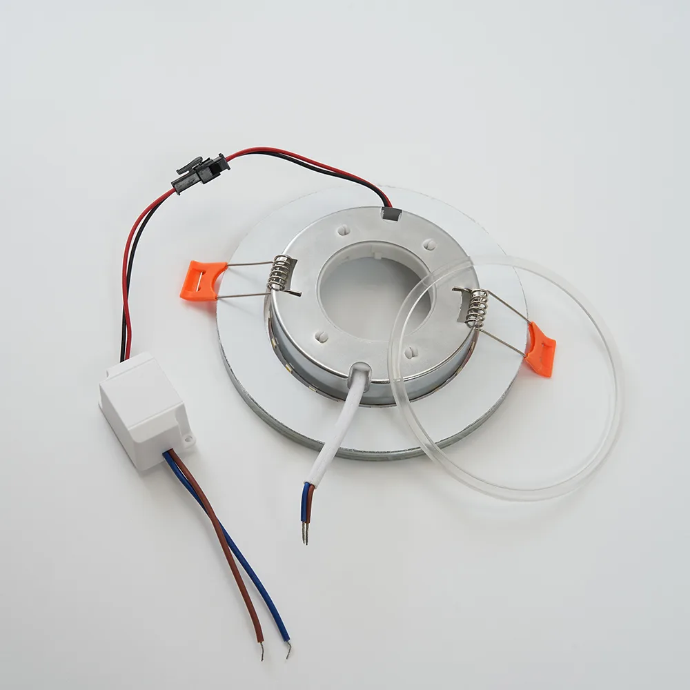 FERON Светильник встраиваемый с белой LED подсветкой CD4981 потолочный GX53 без лампы, прозрачный, серебро 41906 FERON Светильник встраиваемый с белой LED подсветкой CD4981 потолочный GX53 без лампы, прозрачный, серебро 41906