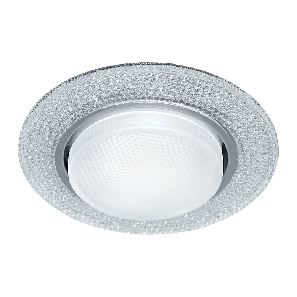 Светильник встраиваемый с белой LED подсветкой FERON CD4046 потолочный GX53 без лампы, прозрачный, хром 41908