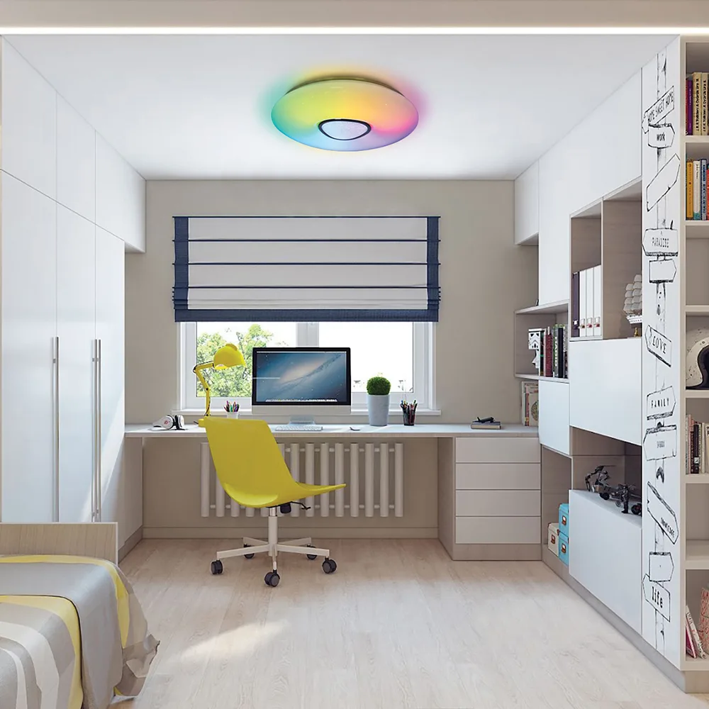 FERON Светодиодный управляемый светильник накладной AL5777 RAINBOW тарелка 60W RGB + CCT 3000К-6000K 41917 FERON Светодиодный управляемый светильник накладной AL5777 RAINBOW тарелка 60W RGB + CCT 3000К-6000K 41917
