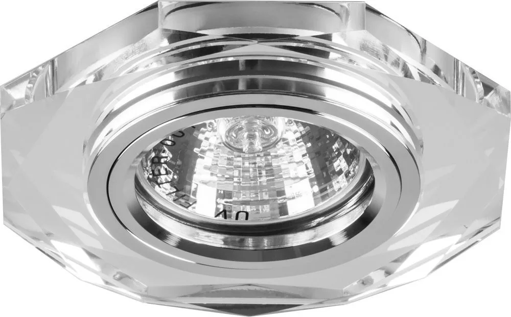 FERON Светильник встраиваемый с белой LED подсветкой 8020-2 потолочный MR16 G5.3 серебристый FERON Светильник встраиваемый с белой LED подсветкой 8020-2 потолочный MR16 G5.3 серебристый