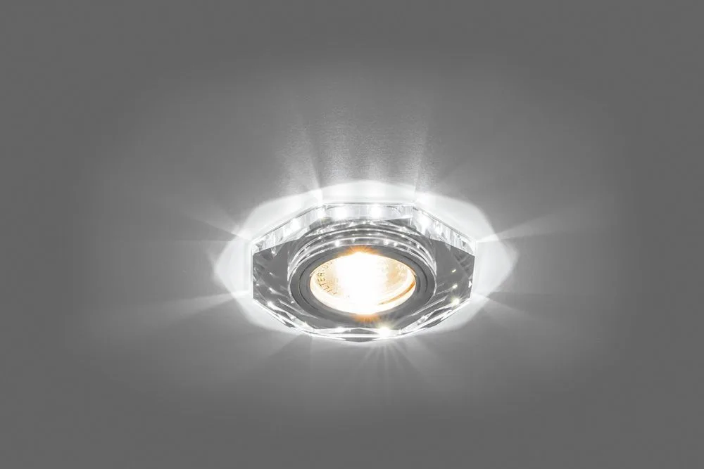 FERON Светильник встраиваемый с белой LED подсветкой 8020-2 потолочный MR16 G5.3 серебристый FERON Светильник встраиваемый с белой LED подсветкой 8020-2 потолочный MR16 G5.3 серебристый
