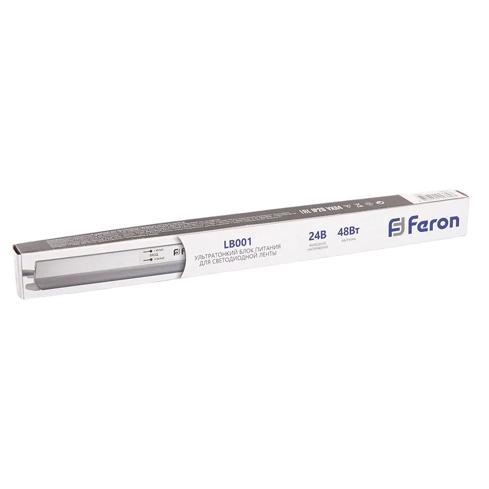 FERON Трансформатор электронный для светодиодной ленты 48W 24V ( ультратонкий драйвер), LB001 FERON Трансформатор электронный для светодиодной ленты 48W 24V ( ультратонкий драйвер), LB001