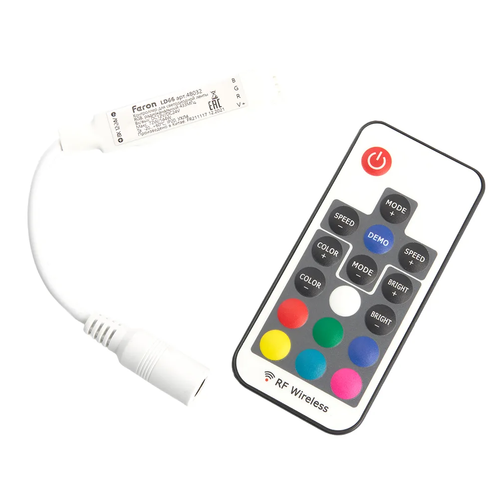 FERON Контроллер RGB mini для светодиодной ленты с П/У,12-24V, LD66 Артикул 48032 FERON Контроллер RGB mini для светодиодной ленты с П/У,12-24V, LD66 Артикул 48032