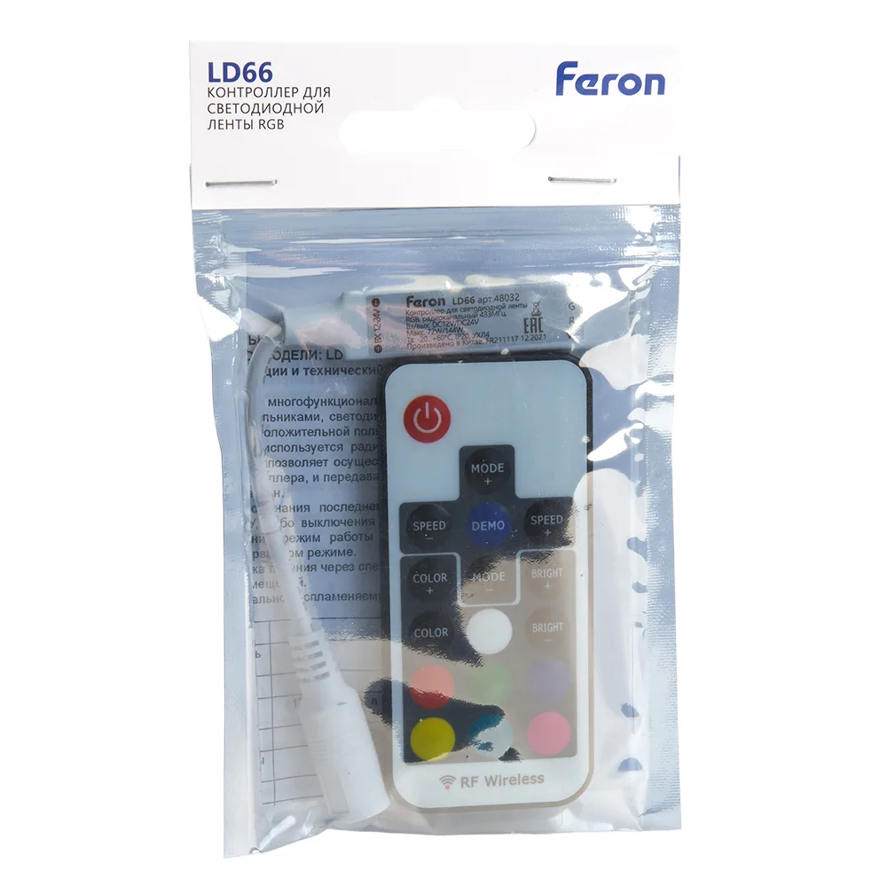FERON Контроллер RGB mini для светодиодной ленты с П/У,12-24V, LD66 Артикул 48032 FERON Контроллер RGB mini для светодиодной ленты с П/У,12-24V, LD66 Артикул 48032