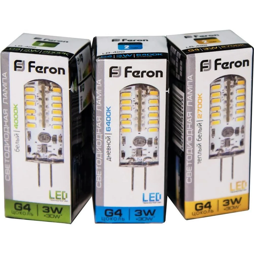 FERON Лампа светодиодная LB-422 G4 3W 12V 2700K 25531 FERON Лампа светодиодная LB-422 G4 3W 12V 2700K 25531